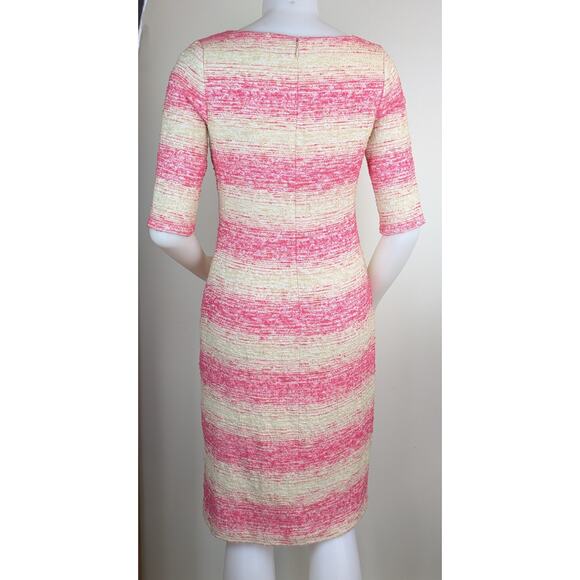 Teri Jon Rickie Freeman Sheath Dress Size 10 Pink Beige Textured Striped Coastal - Picture 7 of 11
